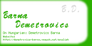barna demetrovics business card